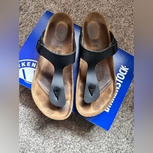 Birkenstock Black Straps with Tan Footbed Sandals